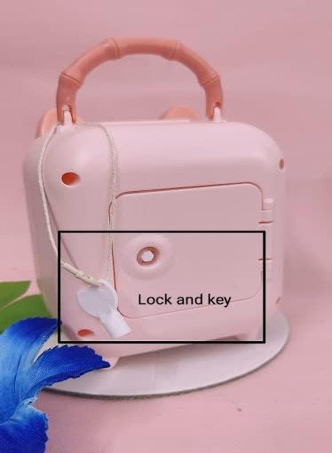 Crafty Cuddle Piggy Bank Pig Shape Coin Box, Money Saving Coin Bank with Key & Lock for Kids, Cartoon Money Bank Gulak for Money Bank for Kids Return Gifts for Kids (Pink) - Image 5